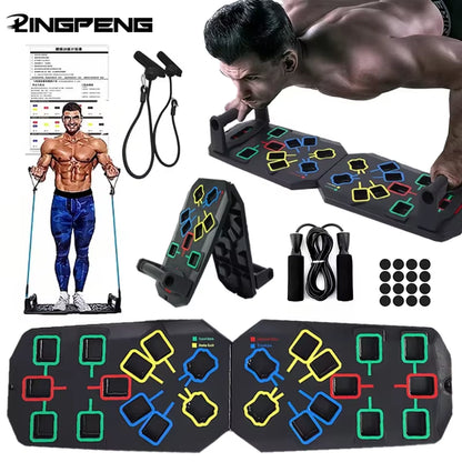 Multifunctional Folding Push up Board Set Bracket Abdominal Muscle Training Equipment Portable Push up Board Exercise Training